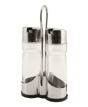 Genware Oil & Vinegar Set with Stand - Case Qty 1