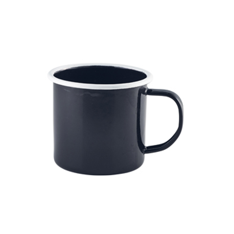 Enamel Mug Black with White Rim 36cl / 12.5oz - Case Qty 1