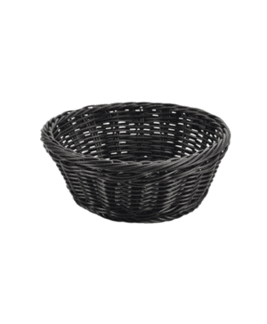 Black Round Polywicker Basket 21(d) x 8cm - Case Qty 1