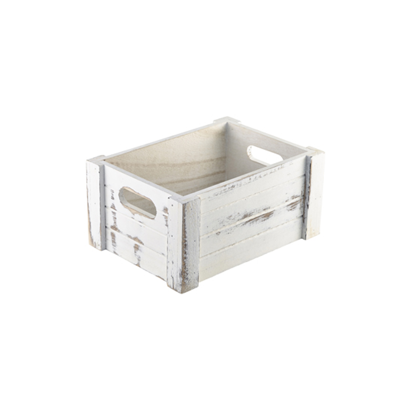 Wooden Crate White Wash Finish 22.8 x 16.5 x 11cm - Case Qty 1