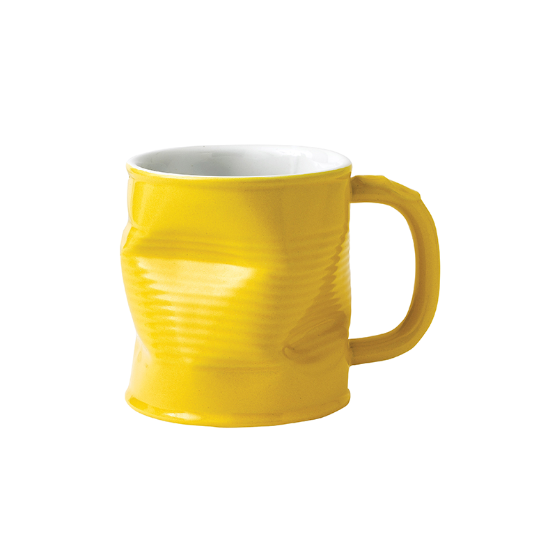 Squashed Tin Can Mug Yellow 22cl 7.75oz CASE QTY 6