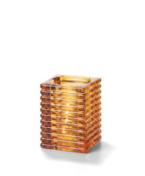 Hollowick Horizontal Rib Block Amber Mid-Size Lamp   73mm(l) x 105mm(h)    - Case Qty - 6