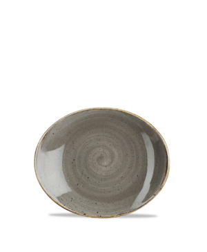 Churchill China Stonecast Peppercorn Grey Oval Coupe   192 x 160mm 7¾ x 6¼"   - Case Qty - 12