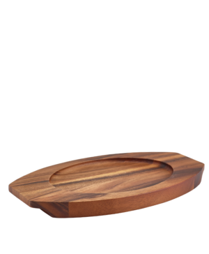 Genware Cast Iron Acacia Wood Trivet For C247   340 x 195 x 25mm 7⅔ x 13⅓ x 1"   - Case Qty - 6